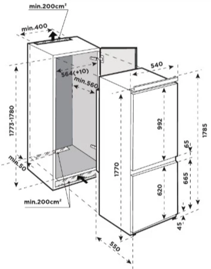 Встраиваемый холодильник Midea MDRE368FGE01