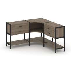 Shelf System Трехсекционный угловой стеллаж двухярусный с ящиками SN.STMU-231 Вяз Благородный/Металл