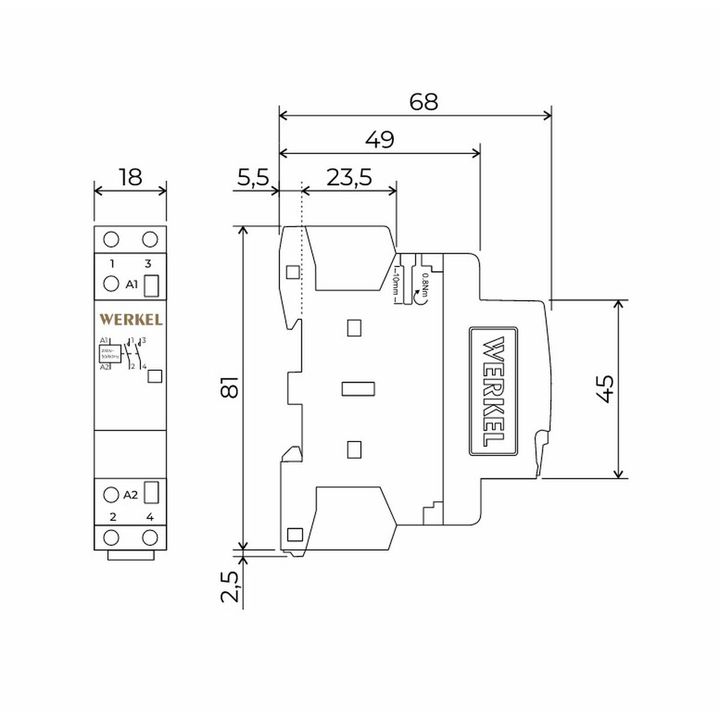Контактор модульный 20 A 2NO (1 модуль) Werkel W941M20O 4690389212086