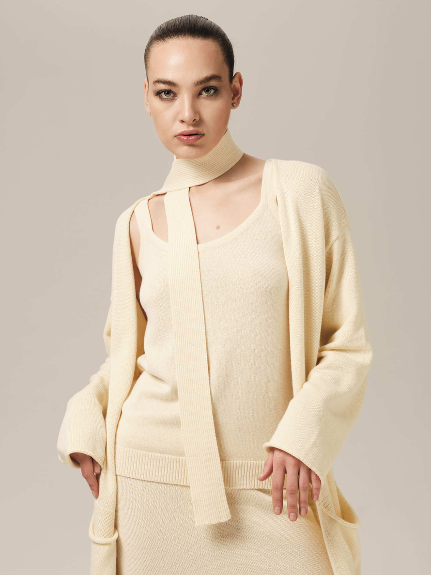 C0385-01 молочный L-XL/164 Кардиган dbr