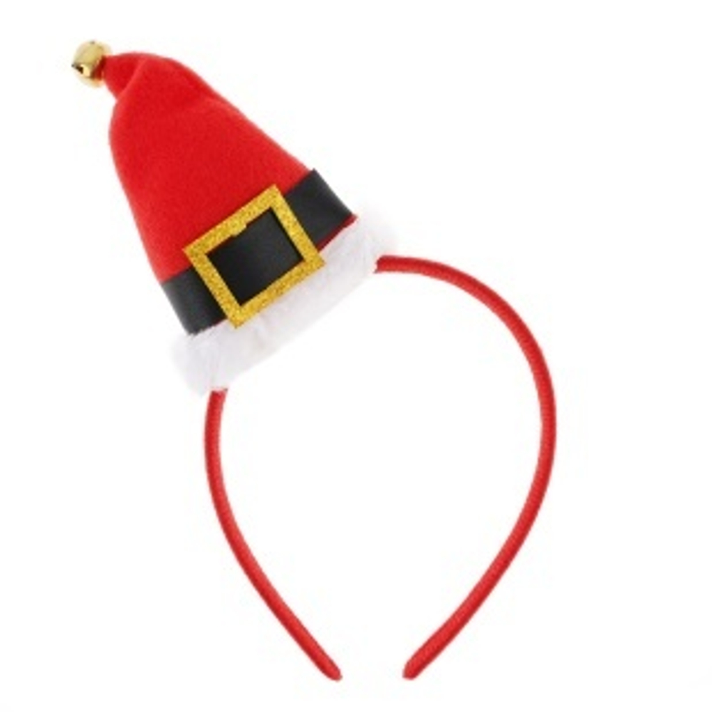 Ободок, Новогодний колпак с бубенчиком, Красный, 1 шт.