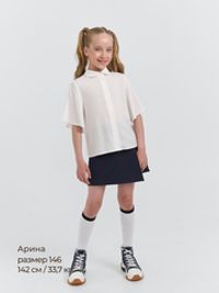 Блузка с коротким рукавом для девочки "Белая" 7+