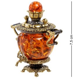 Народные промыслы AM-2181 Фигурка «Самовар модерн» (латунь, янтарь)