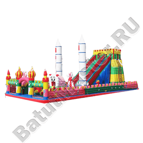 Детский надувной батут-горка "Причудливый мир"