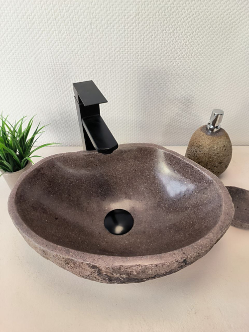 Раковина из речного камня RS-65990 43х31х15 из натурального камня