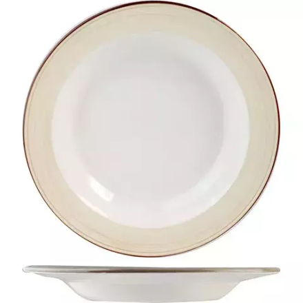 Тарелка для пасты «Чино» фарфор 495мл D=300,H=65мм белый,бежев