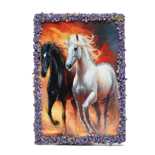 Магнит "Две лошади" с каменной крошкой 70*95мм арт. 181072
