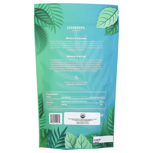 Cederberg Tea Co, листья органической крапивы, без кофеина, 100 натуральных чайных пакетиков, 135 г (4,76 унции)