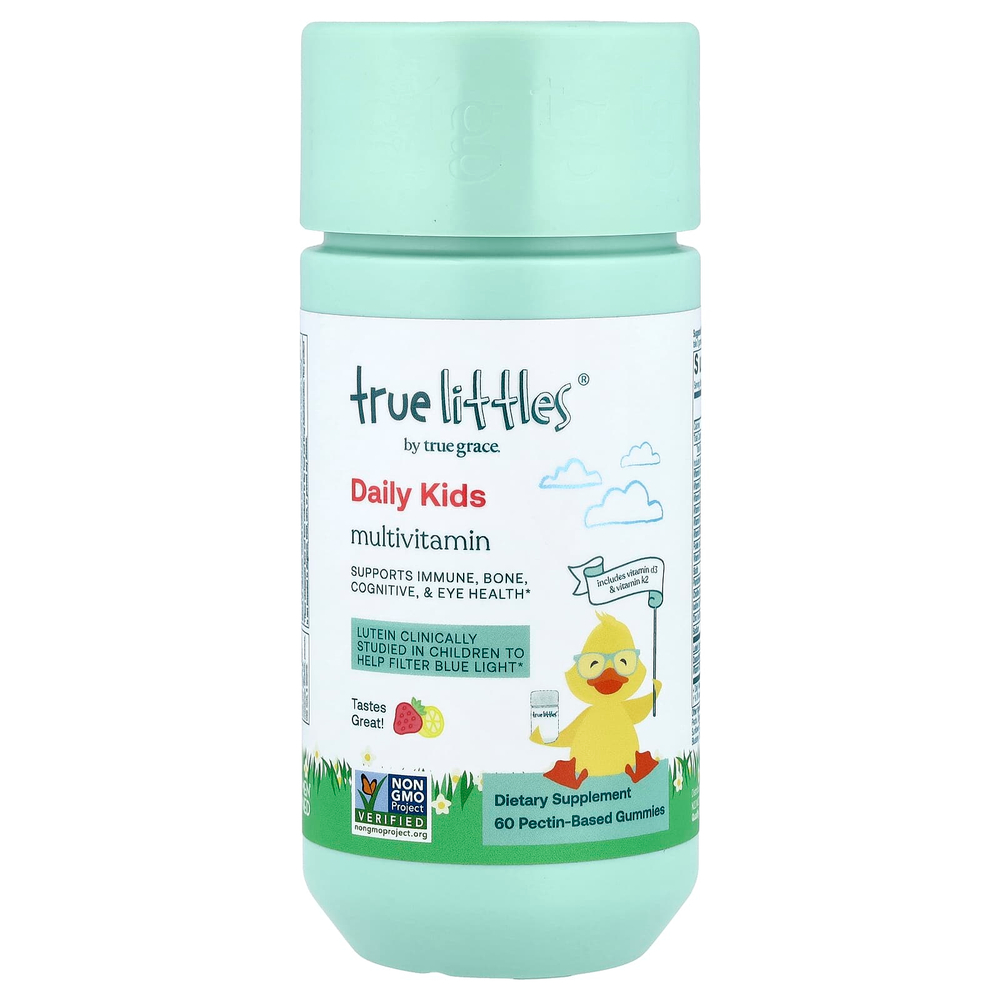 True Grace, True Littles®, Daily Kids, жевательные мультивитамины, со вкусом клубники и лимона, 60 жевательных таблеток на основе пектина