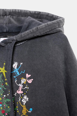 ZARA ТОЛСТОВКА GRINCH™ РОЖДЕСТВО С ЭФФЕКТОМ ПОТЕРТОСТИ, АНТРАЦИТОВО-СЕРЫЙ