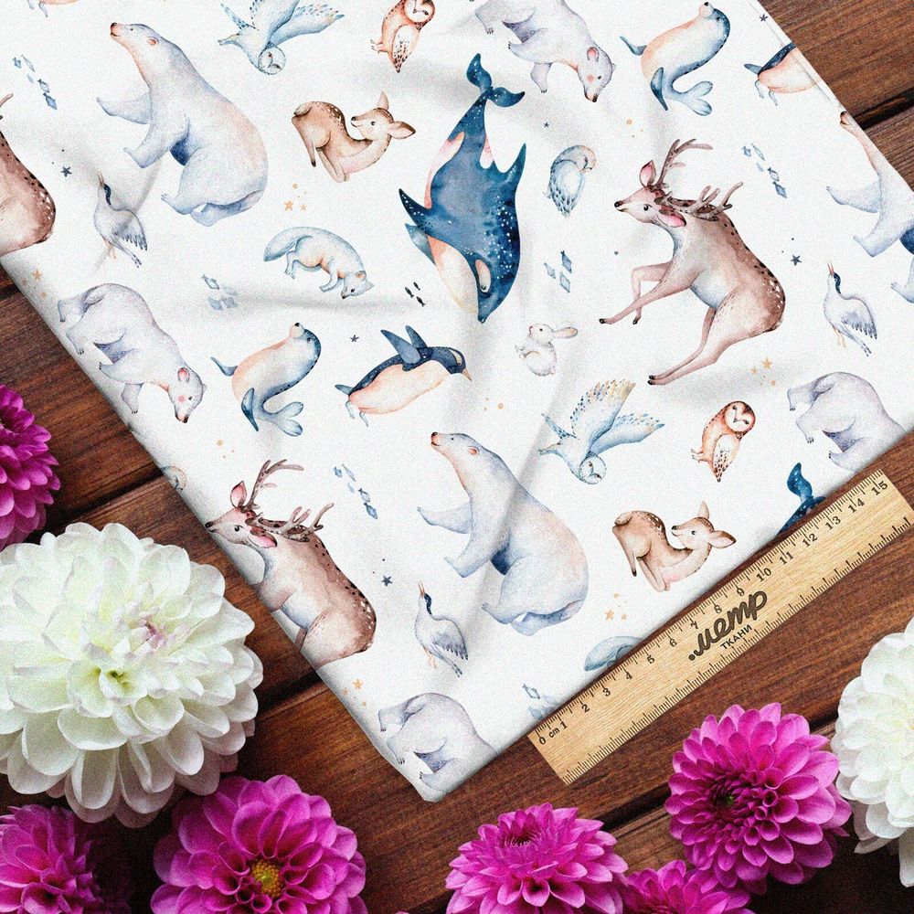 Ткань лен животные Арктики