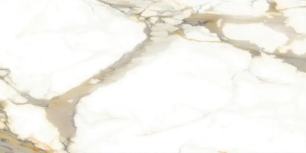 Керамогранит Alma Ceramica GFA114CLR04L Calacatta Oro 114x57 бежевый / белый лаппатированный под мрамор