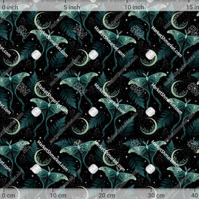 Зеленый паттерн с мотыльками  by lyubava_illustration 462 DPI