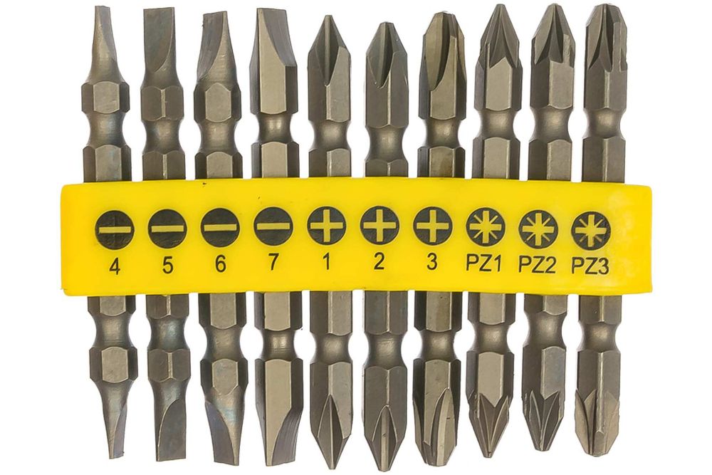 Набор бит двухсторонних (65 мм; 10 предметов; 1/4) Biber 84942 тов-160266