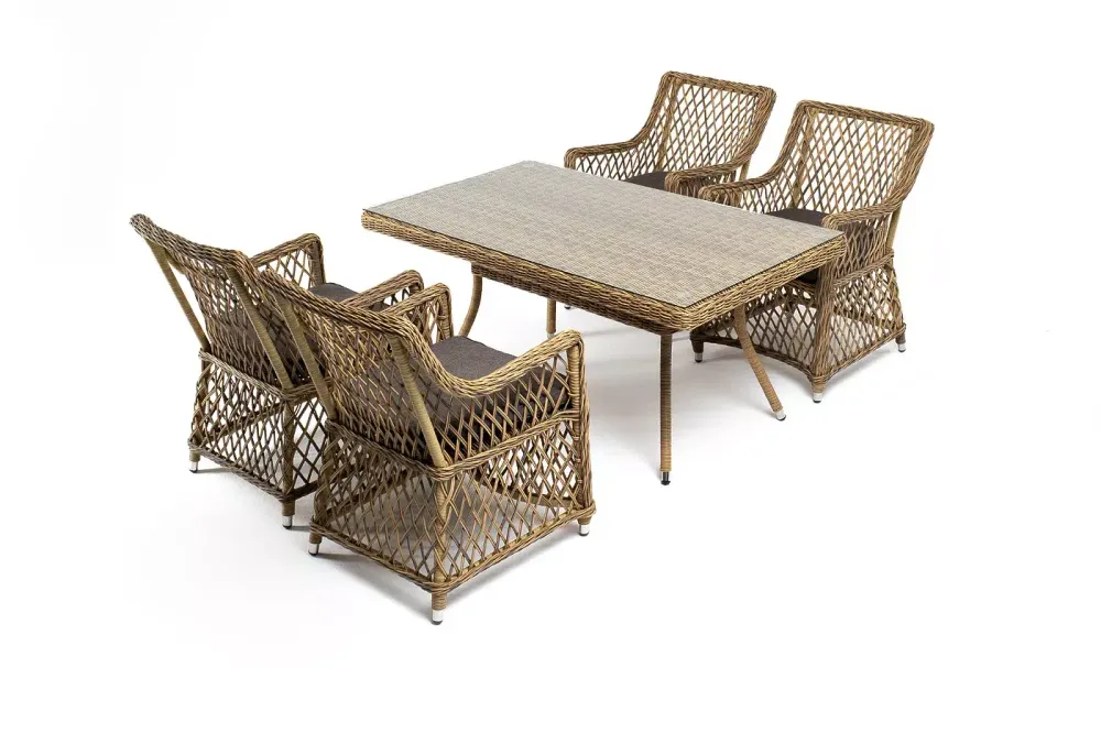 "Латте–140 L" обеденная группа плетеная, цвет соломенный