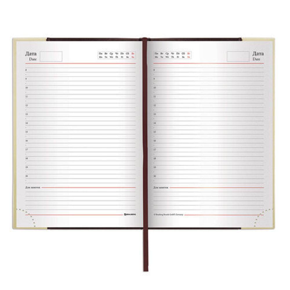Ежедневник недатированный А5 138х213 мм BRAUBERG "De Luxe" под кожу, 160 л., коричневый/бежевый, 123403