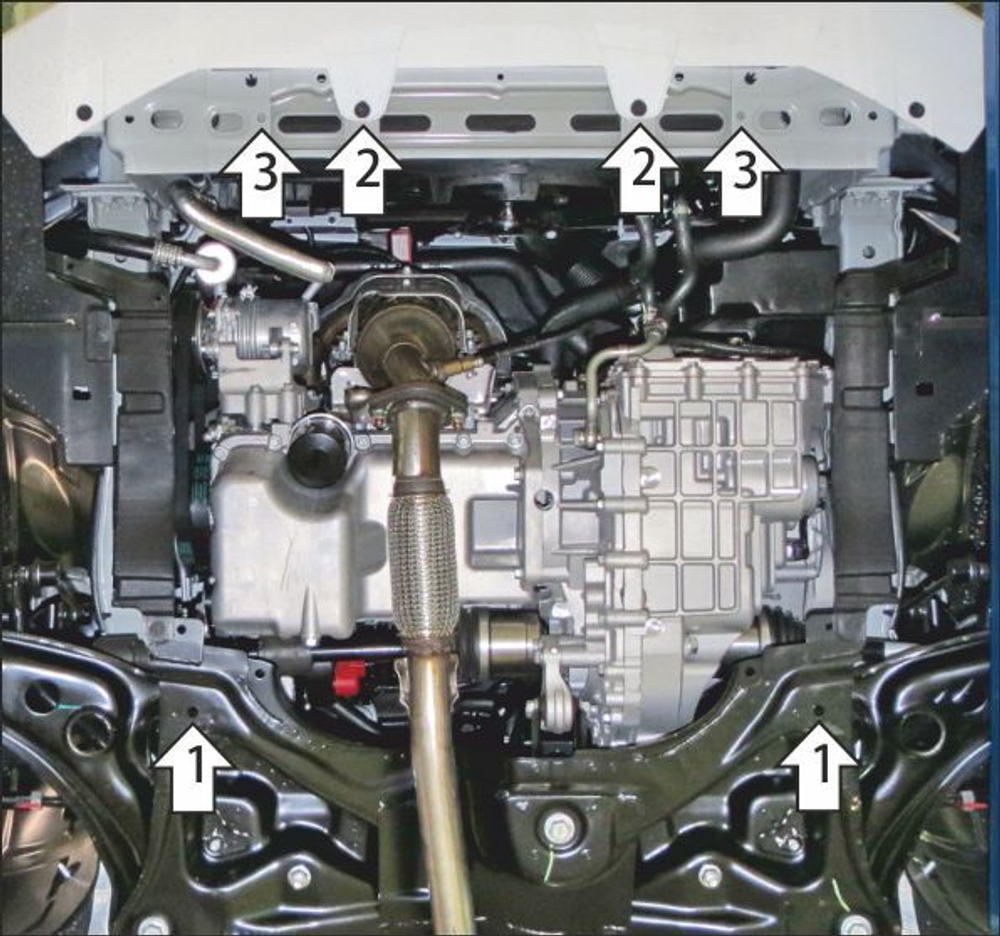 Стандартная защита Motodor картера Двигателя, КПП. 1,5 мм, Сталь. для Changan Alsvin 2023-н.в. арт.57205