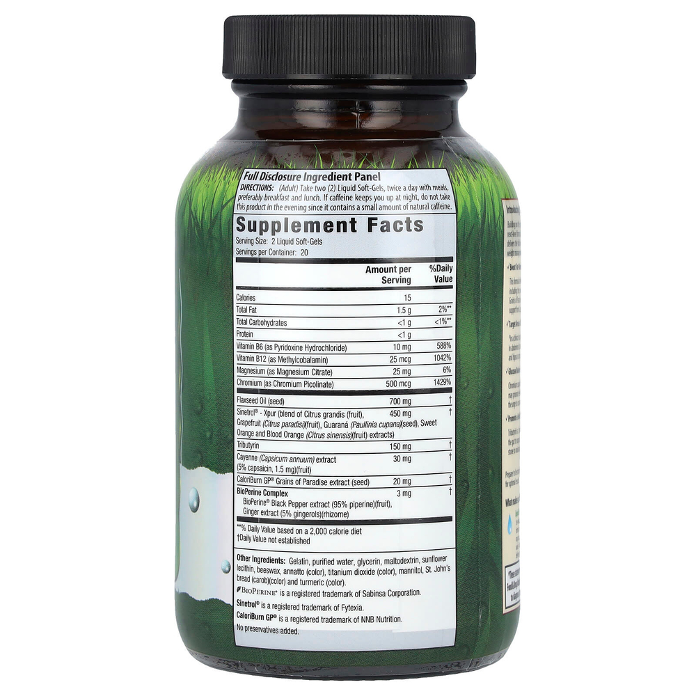 Irwin Naturals, Stored-Fat Belly Burner, Plus CaloriBurn GP®, 40 Liquid Soft-Gels