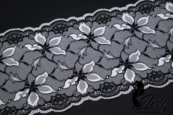 0455 Кружево эластичное 17 см, Италия, жасмин, белый