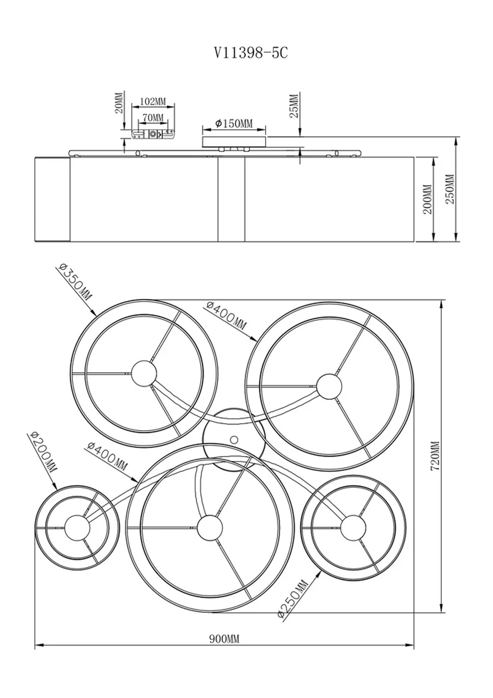 Потолочный светильник Moderli MASSA V11398-5C