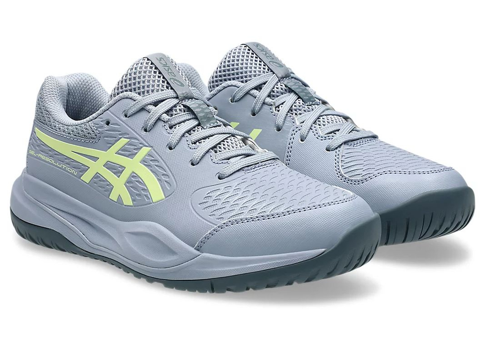 Детские теннисные кроссовки Asics Gel-Resolution X GS - grey blue/pistachio