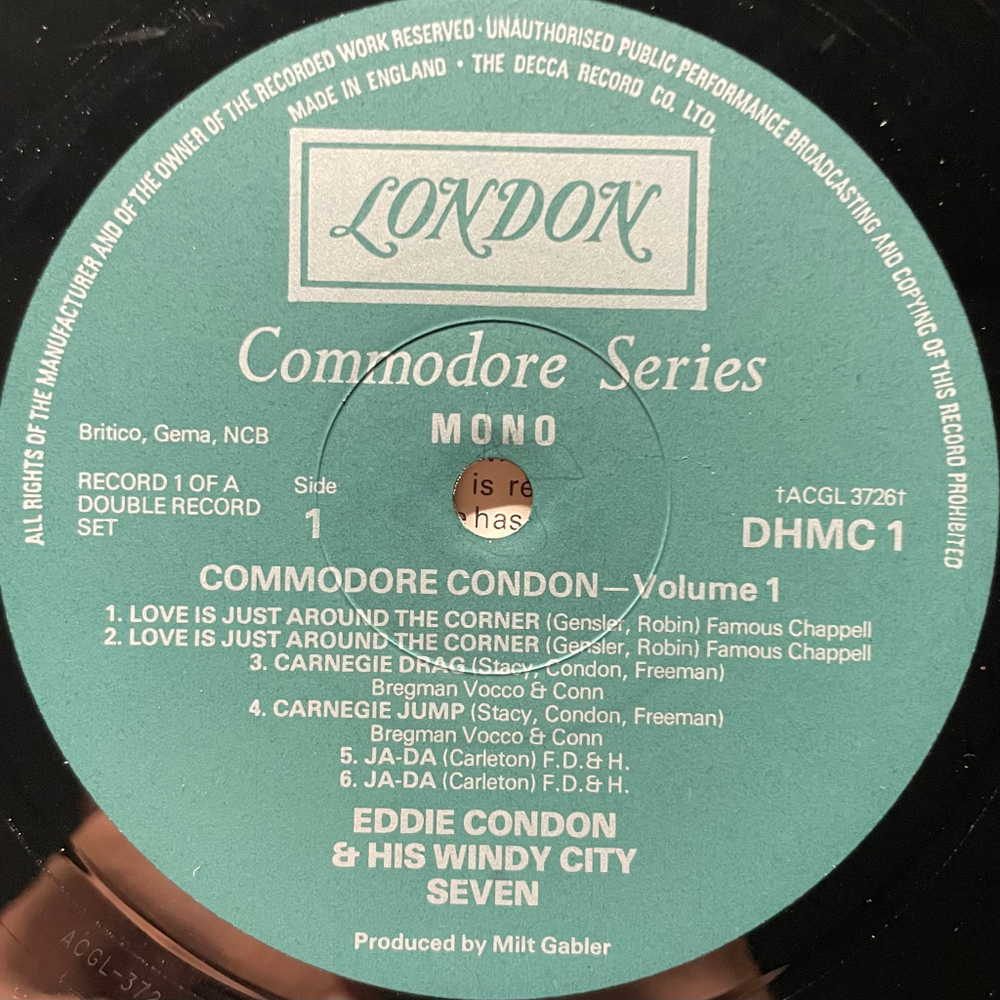 Eddie Condon And His Band ‎– Commodore Condon Vol. 1 2LP (Англия 1978г.)