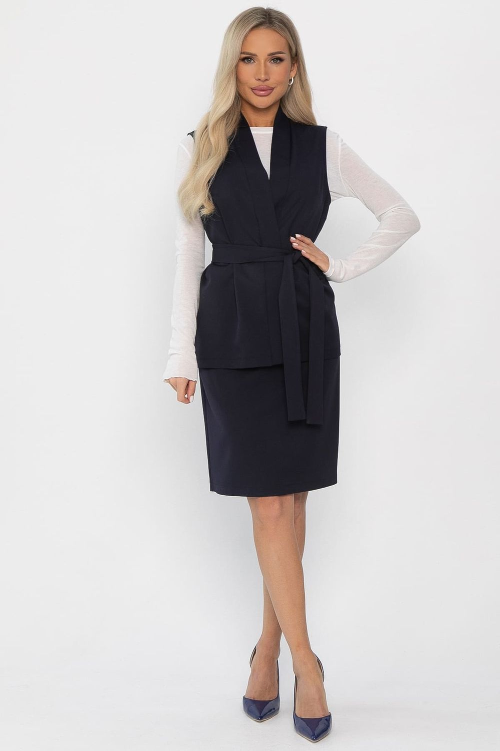 Костюм с юбкой Окси (темно-синий) К14337-8М LT Collection