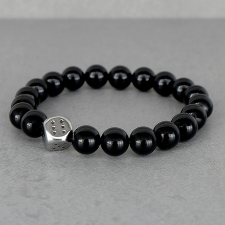 Браслет из камней (черный агат)