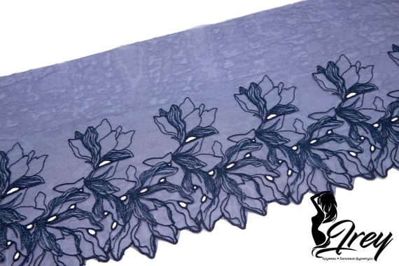 05-101 ОПТ Вышивка на неэл. сетке 25 см, темно-синий (правая)