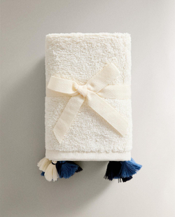 Zara Home - Набор полотенец для рук с бахромой (комплект из 3 предметов)), синий, 30х30 см