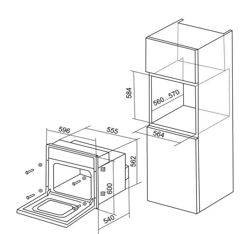 Электрический духовой шкаф DE LUXE 6009.01-014 (черное стекло,ручки пуш-ап)
