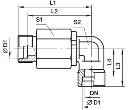 ADG 103 Угловой поворотный фитинг с шарикоподшипником