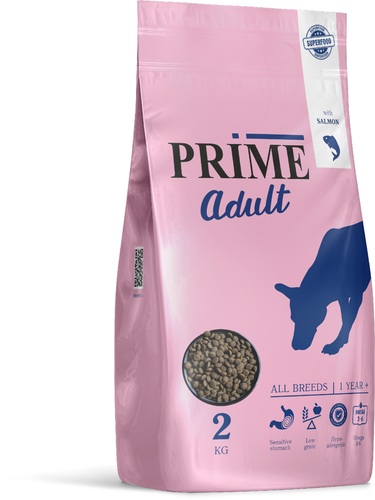 PRIME 15кг Skin&amp;Coat Сухой корм для собак здоровая кожа и шерсть с 12мес Лосось