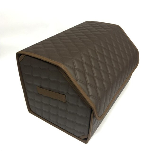 Органайзер в багажник 50х30х30см экокожа /коричневый с бежевой строчкой/ саквояж (АвтоСлава)