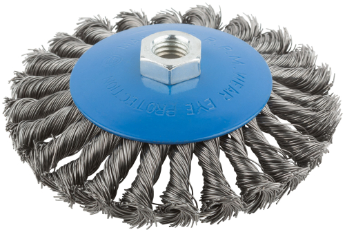 Корщетка, тип "колесо" с наклоном, гайка М14, стальная витая проволока 125 мм 38938М