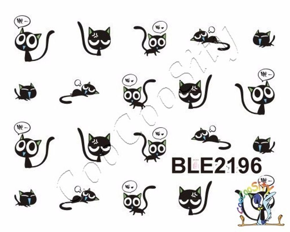 Слайдер-дизайн для ногтей Кошки BLE-2196