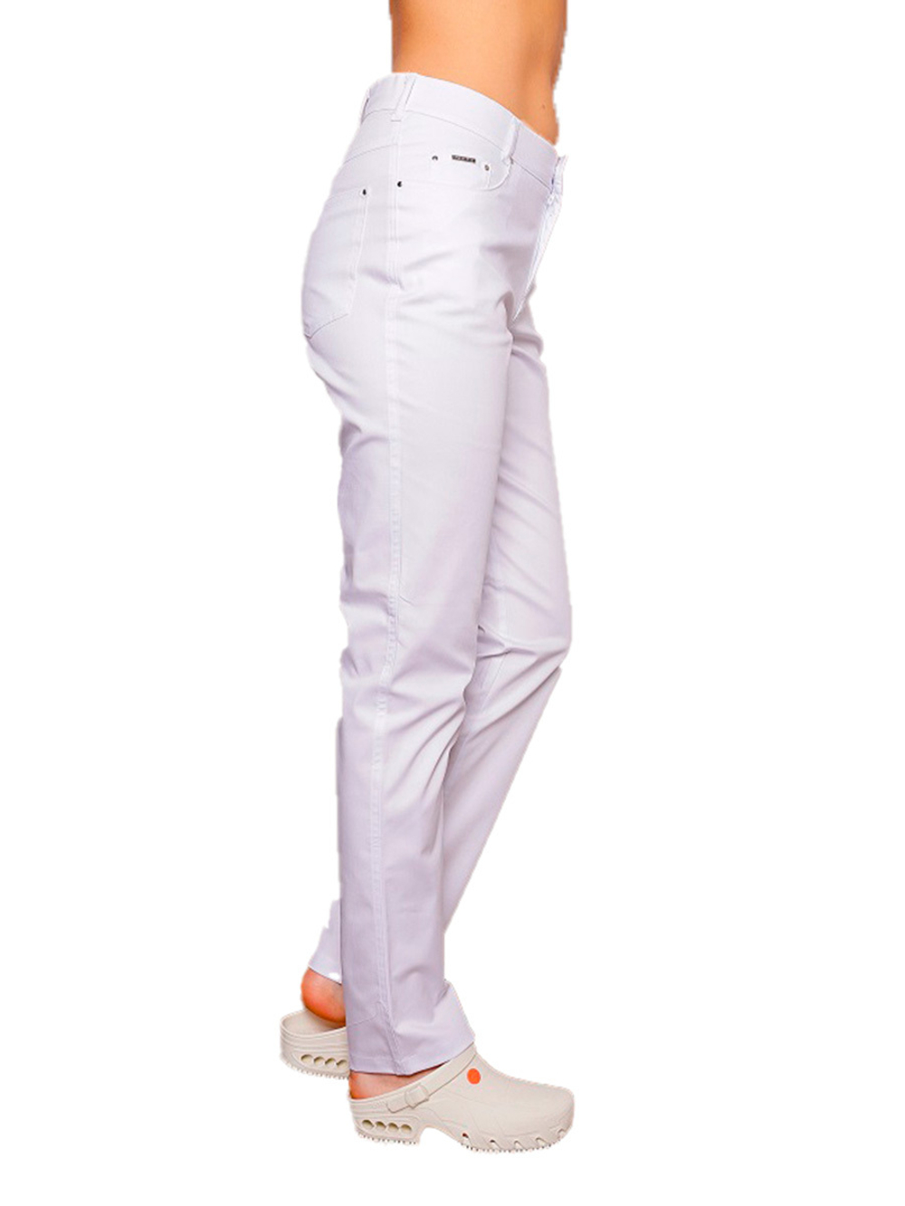 Брюки медицинские женские Доктор стиль Твил стрейч, белый, 42