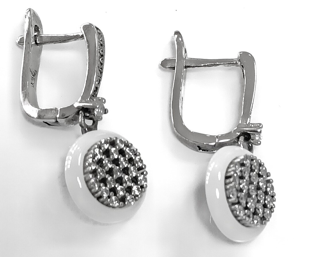 Ювелирные серьги из серебра с керамикой