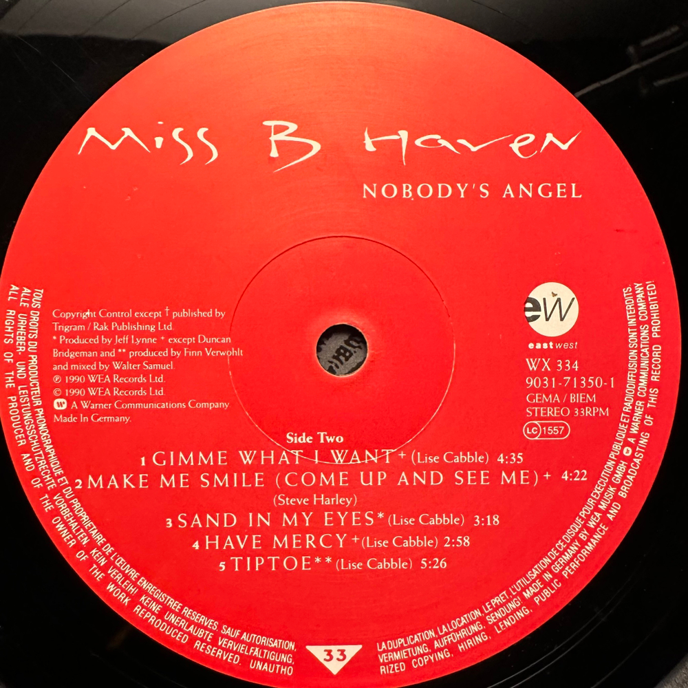 Miss B Haven ‎– Nobody's Angel (Германия 1990г.)