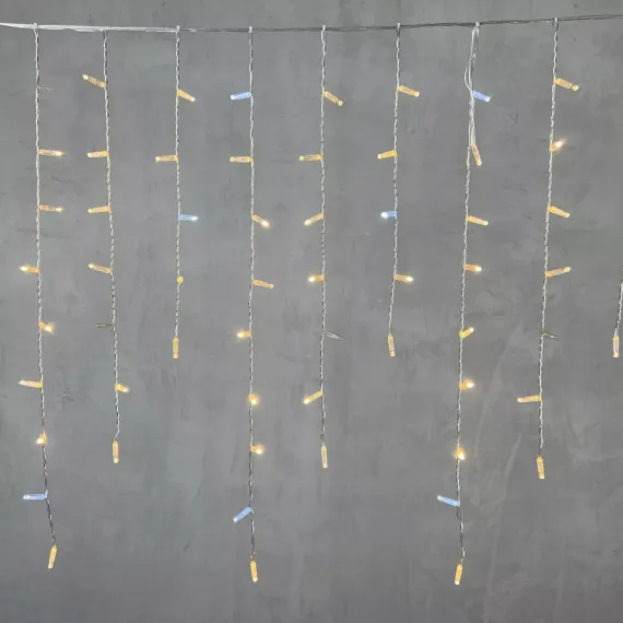 Светодиодная бахрома с колпачком 3,2*0,9 м., 180 теплых белых LED ламп, мерцание, прозрачный провод ПВХ, IP65, LTC (PIL180BLWCAP-10-2WW)