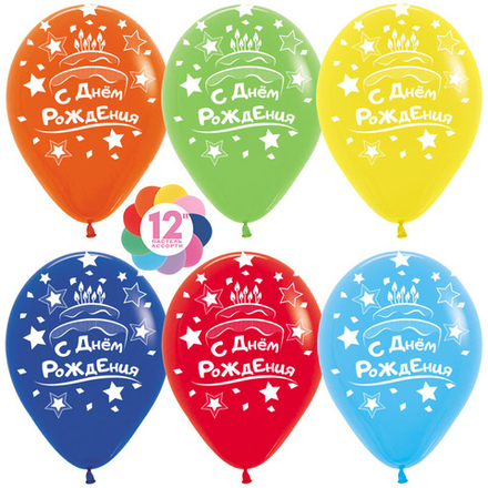 S 12" С Днем Рождения! (торт и много свечей)