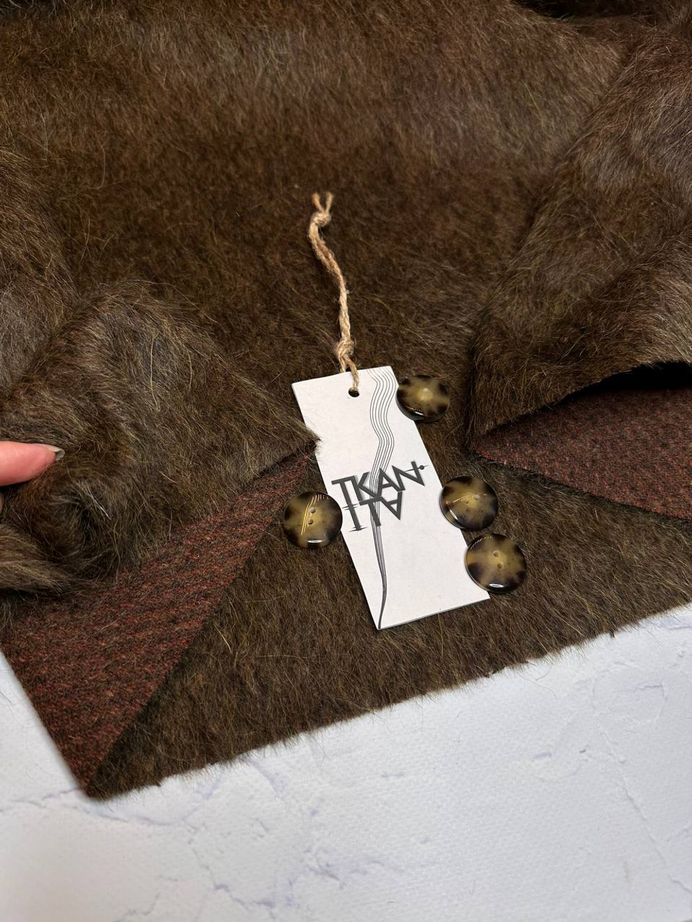 Пальтовая ворсовая меланжевая шерсть с сури альпакой (Bottega Veneta, 70%сури альпака/30%шерсть, Темный мускат, 152, 349 гр/м2)