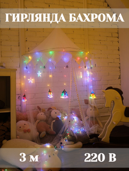 Гирлянда Бахрома &quot;Звезды и Елки&quot; 3*0,6м 38247