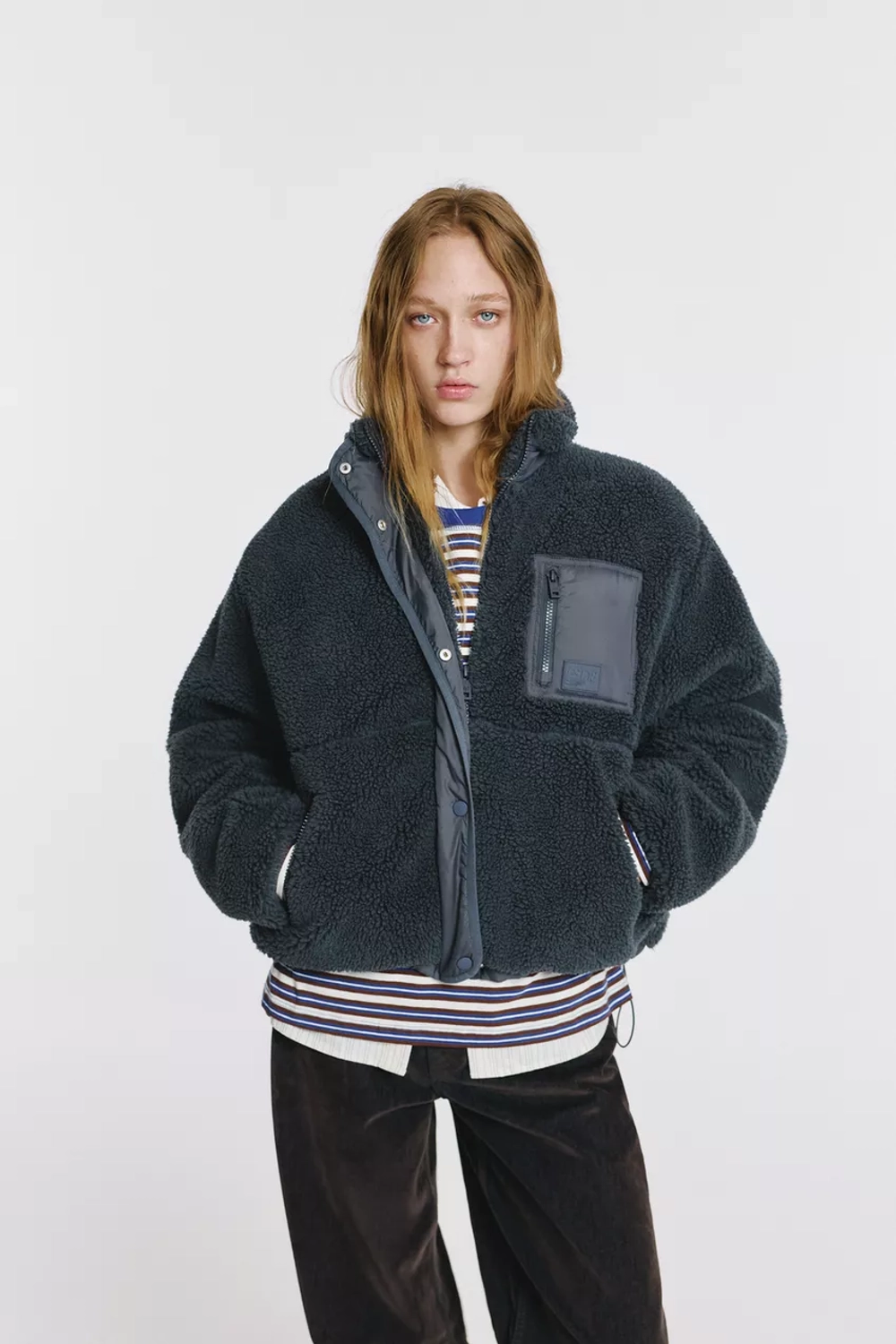 PULL&BEAR Куртка из искусственного меха, синий