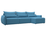 Диван угловой Лига-051 НПБ Лонг угол универсальный РОГОЖКА Амур 10 голубой
