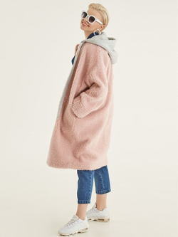 Шуба женская чебурашка из шерсти тедди, SilverFox (арт. S969cb)