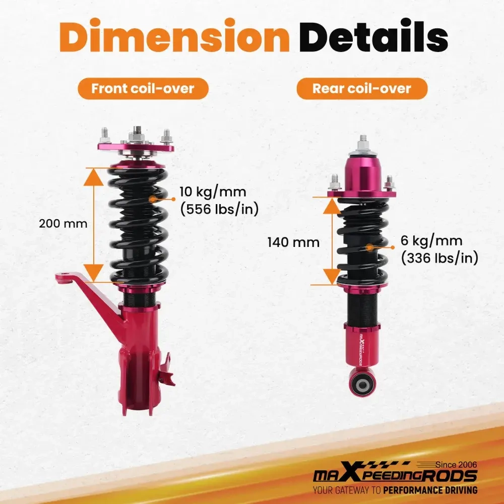 Комплект для автомобиля Honda Civic 2001 2002 2003 2004 2005 Adjustbale Height Shock Strut Red Coilovers lowering kit