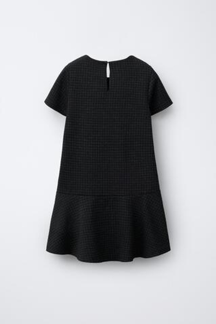 ZARA ПЛАТЬЕ С ПРИНТОМ «ГУСИНАЯ ЛАПКА», ЧЕРНЫЙ/БЕЛЫЙ