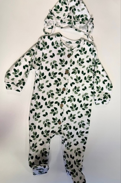 Комбез с шапочкой нательный для девочки "Листья"