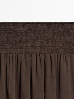 Massimo Dutti Длинная юбка с воланами, шоколадный